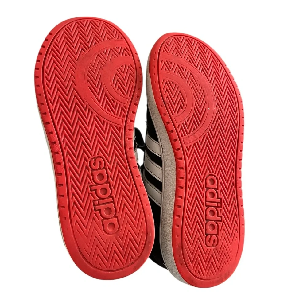 Adidas Hoops 2.0 Mid Sneakers Black White‎ Red | Youth Size 3